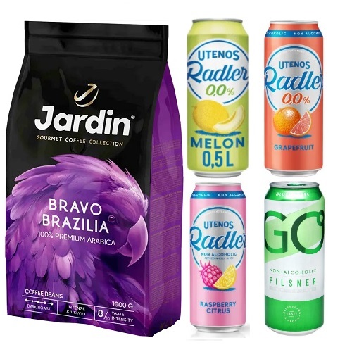 Кофе в зернах и 4 пива 